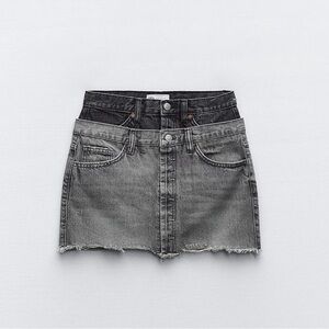 Zara Double Waist Denim Mini Skirt